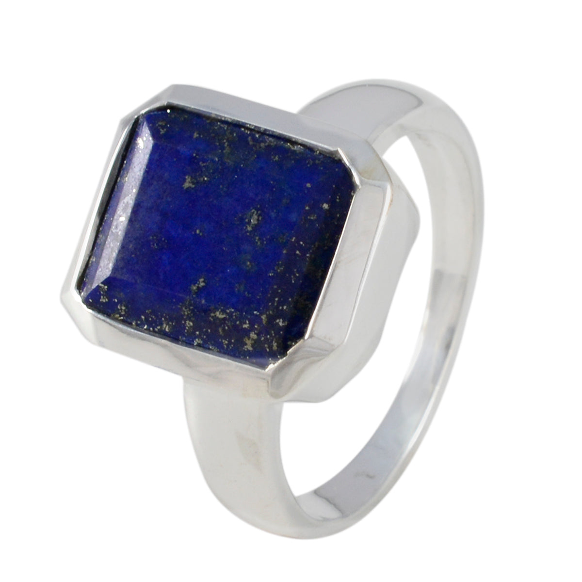 Lapis Lazuli Solitaire Egyptian Silver Blue Gemstones Versatile Trendy Ring Jewelry