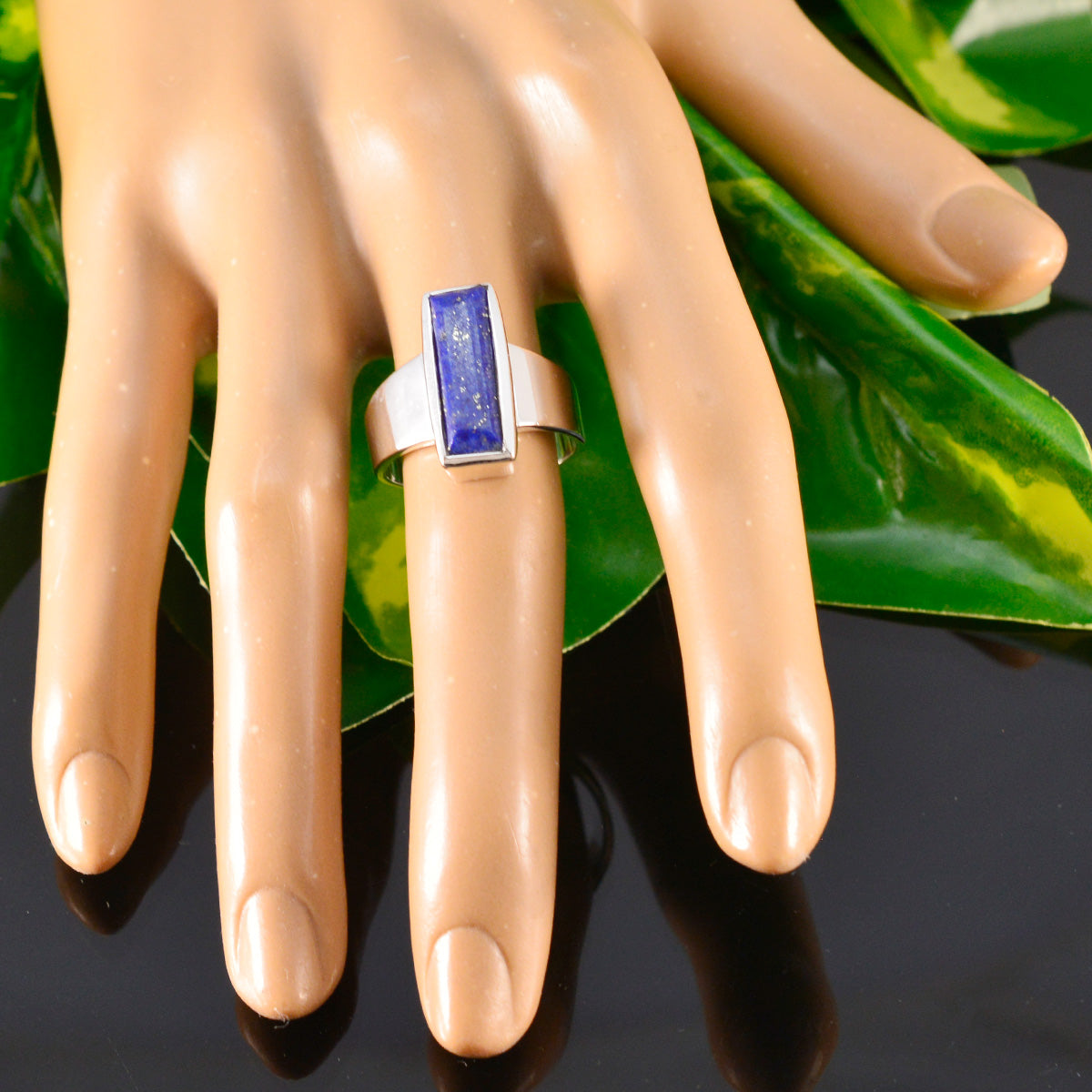 Lapis Lazuli Solitaire Russian 925 Silver Blue Gems Eye catching Contemporary Ring Jewellery