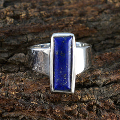 Lapis Lazuli Solitaire Russian 925 Silver Blue Gems Eye catching Contemporary Ring Jewellery