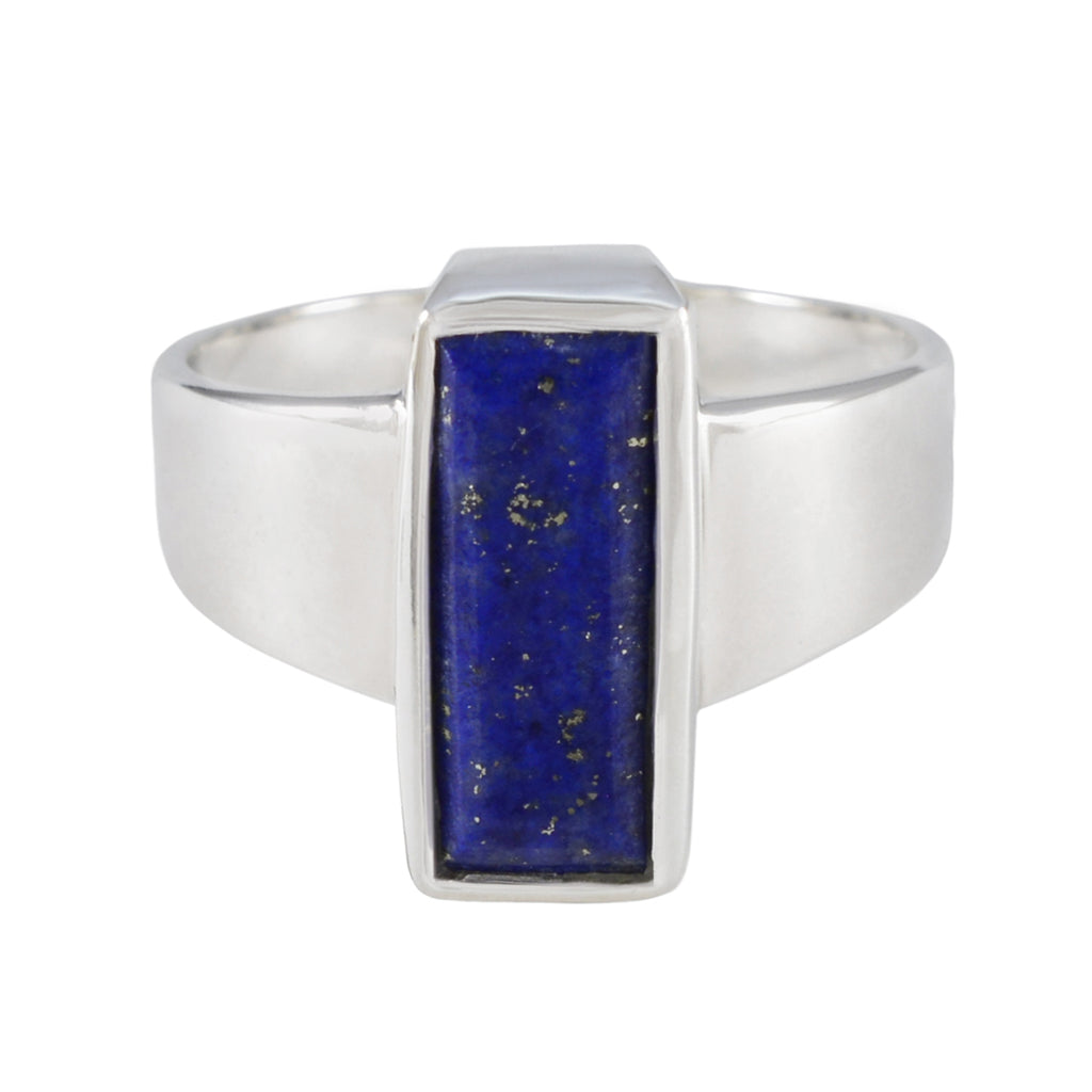 Lapis Lazuli Solitaire Russian 925 Silver Blue Gems Eye catching Contemporary Ring Jewellery