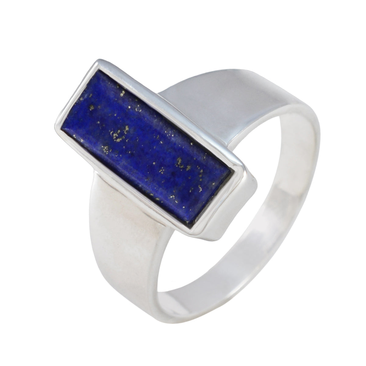 Lapis Lazuli Solitaire Russian 925 Silver Blue Gems Eye catching Contemporary Ring Jewellery