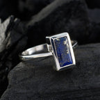 Lapis Lazuli Solitaire Egyptian 925 Silver Blue Gems Featherlight Graceful Ring Jewelry