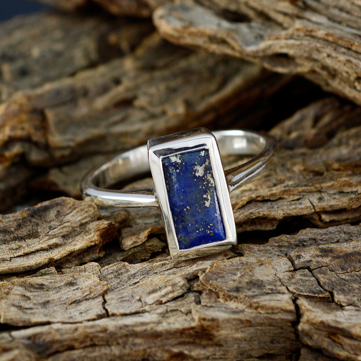 Lapis Lazuli Solitaire Egyptian 925 Silver Blue Gems Featherlight Graceful Ring Jewelry