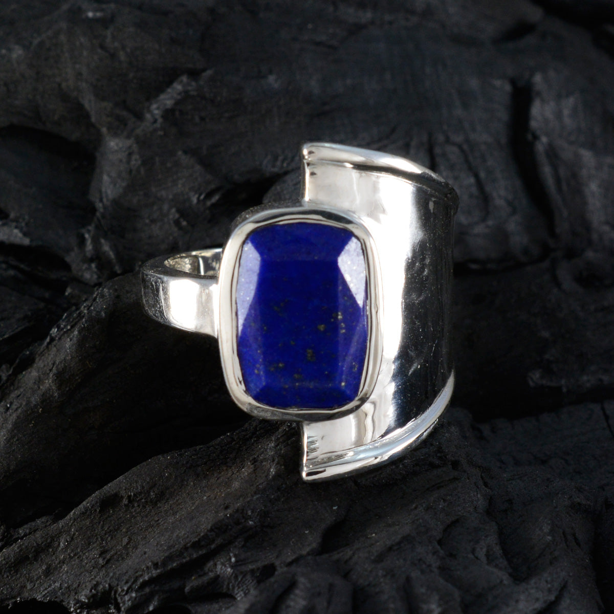 Lapis Lazuli Solitaire Egyptian 92.5 Silver Blue Gemstones Essential  Modern Ring Jewellery