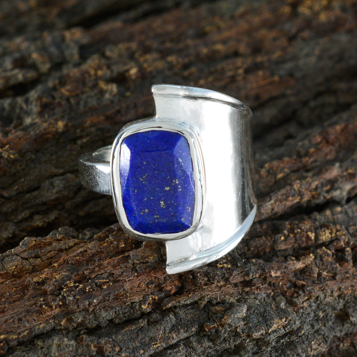 Lapis Lazuli Solitaire Egyptian 92.5 Silver Blue Gemstones Essential  Modern Ring Jewellery