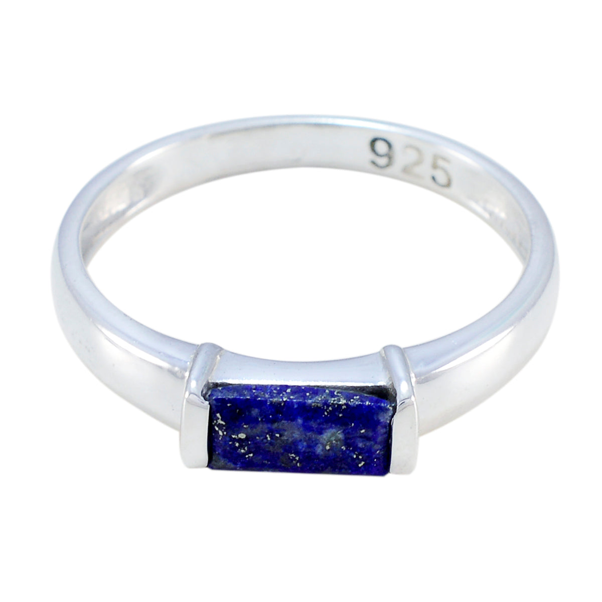 Lapis Lazuli Solitaire Korean 925 Sterling Silver Blue Gemstones Dainty Contemporary Ring Jewellery