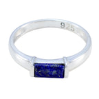 Lapis Lazuli Solitaire Korean 925 Sterling Silver Blue Gemstones Dainty Contemporary Ring Jewellery