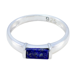 Lapis Lazuli Solitaire Korean 925 Sterling Silver Blue Gemstones Dainty Contemporary Ring Jewellery