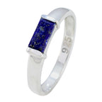 Lapis Lazuli Solitaire Korean 925 Sterling Silver Blue Gemstones Dainty Contemporary Ring Jewellery