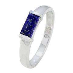 Lapis Lazuli Solitaire Korean 925 Sterling Silver Blue Gemstones Dainty Contemporary Ring Jewellery
