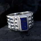 Lapis Lazuli Solitaire French 925 Sterling Silver Blue Gems Mid weight Signet Ring Jewelry