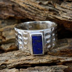 Lapis Lazuli Solitaire French 925 Sterling Silver Blue Gems Mid weight Signet Ring Jewelry