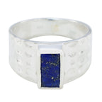 Lapis Lazuli Solitaire French 925 Sterling Silver Blue Gems Mid weight Signet Ring Jewelry