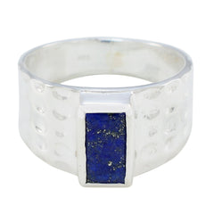 Lapis Lazuli Solitaire French 925 Sterling Silver Blue Gems Mid weight Signet Ring Jewelry