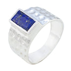 Lapis Lazuli Solitaire French 925 Sterling Silver Blue Gems Mid weight Signet Ring Jewelry