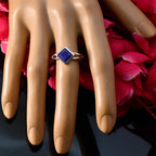 Lapis Lazuli Solitaire Japanese 925 Silver Blue Gemstone Dainty Abstract Ring Jewellery