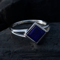 Lapis Lazuli Solitaire Japanese 925 Silver Blue Gemstone Dainty Abstract Ring Jewellery