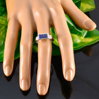 Lapis Lazuli Solitaire German Silver Blue Gems Minimal Feminine Ring Jewellery