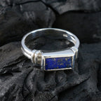 Lapis Lazuli Solitaire German Silver Blue Gems Minimal Feminine Ring Jewellery