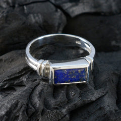 Lapis Lazuli Solitaire German Silver Blue Gems Minimal Feminine Ring Jewellery