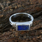 Lapis Lazuli Solitaire German Silver Blue Gems Minimal Feminine Ring Jewellery