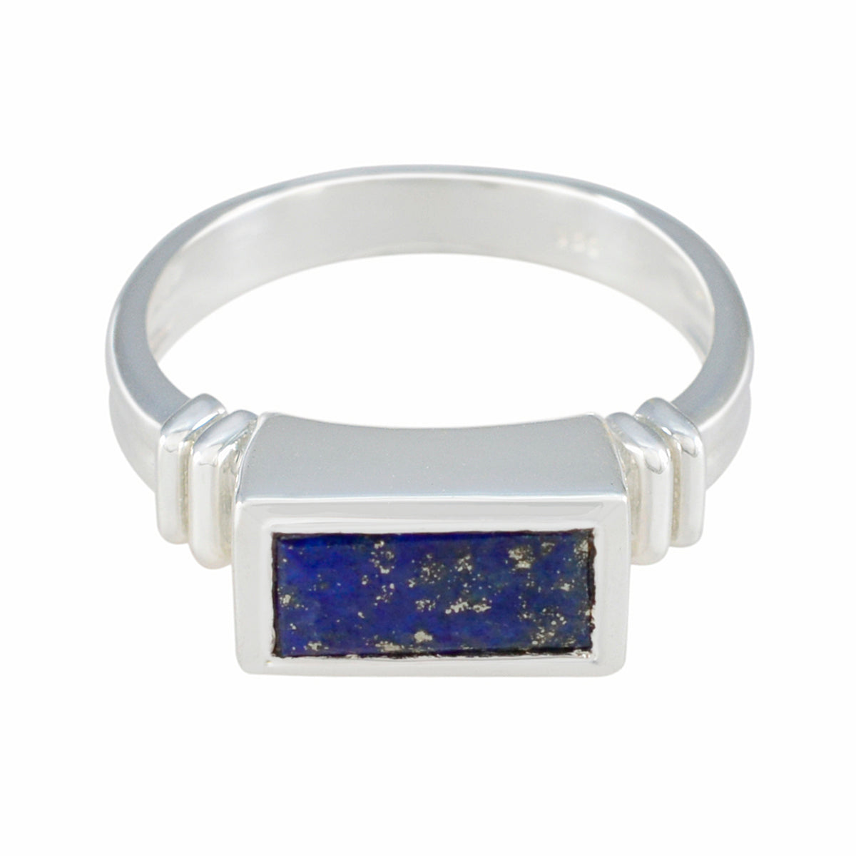Lapis Lazuli Solitaire German Silver Blue Gems Minimal Feminine Ring Jewellery Hoofdafbeelding