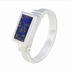 Lapis Lazuli Solitaire German Silver Blue Gems Minimal Feminine Ring Jewellery