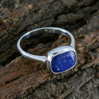 Lapis Lazuli Solitaire Egyptian Silver Blue Gemstones Slim Glamorous Ring Jewelry
