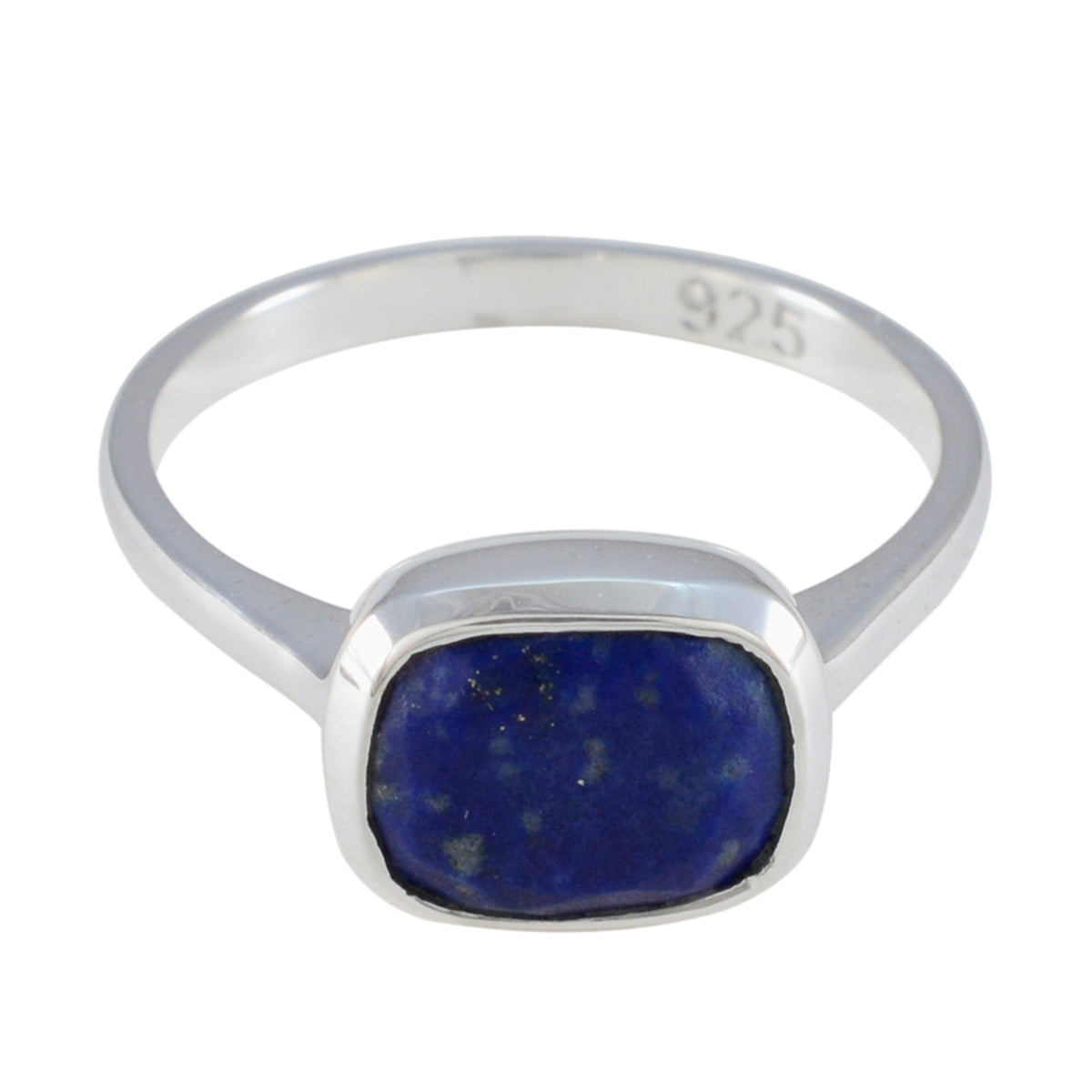 Lapis Lazuli Solitaire Egyptian Silver Blue Gemstones Slim Glamorous Ring Jewelry Hoofdafbeelding