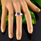 Lapis Lazuli Solitaire Mexican Sterling Silver Blue Gemstone Mid weight Rope Wire Band Jewellery