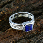 Lapis Lazuli Solitaire Mexican Sterling Silver Blue Gemstone Mid weight Rope Wire Band Jewellery