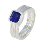 Lapis Lazuli Solitaire Mexican Sterling Silver Blue Gemstone Mid weight Rope Wire Band Jewellery