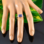 Lapis Lazuli Solitaire Japanese 925 Sterling Silver Blue Gemstone Dainty Trendy Ring Jewellery