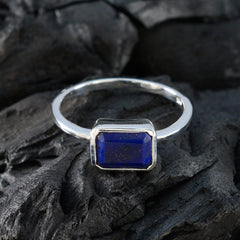 Lapis Lazuli Solitaire Japanese 925 Sterling Silver Blue Gemstone Dainty Trendy Ring Jewellery