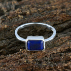 Lapis Lazuli Solitaire Japanese 925 Sterling Silver Blue Gemstone Dainty Trendy Ring Jewellery