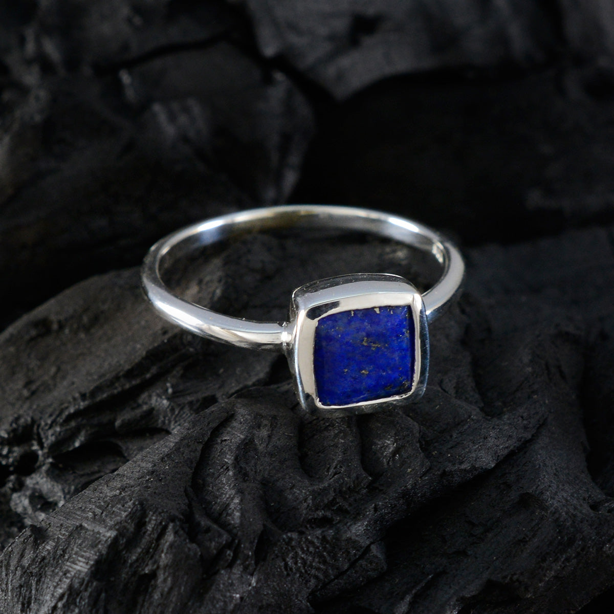 Lapis Lazuli Solitaire American 92.5 Silver Blue Gems Dainty Sophisticated Ring Jewellery