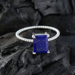 Lapis Lazuli Solitaire Korean Silver Blue Gems Delicate Twist Ring Jewellery
