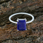 Lapis Lazuli Solitaire Korean Silver Blue Gems Delicate Twist Ring Jewellery