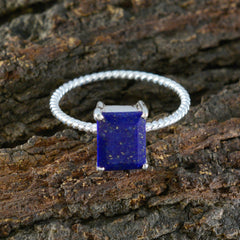 Lapis Lazuli Solitaire Korean Silver Blue Gems Delicate Twist Ring Jewellery