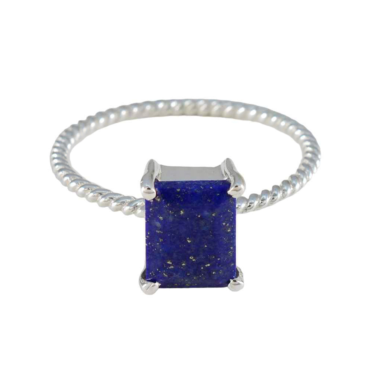 Lapis Lazuli Solitaire Korean Silver Blue Gems Delicate Twist Ring Jewellery メイン画像