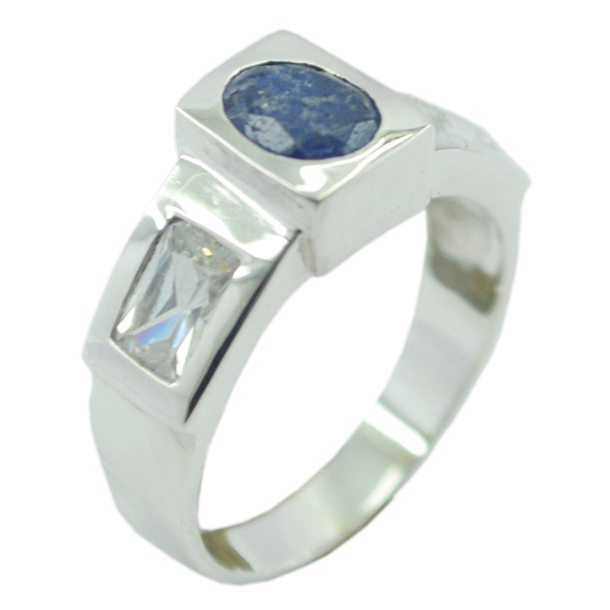 Lapis Lazuli Trilogy Egyptian 925 Sterling Silver Blue Gemstone Tiny Artisan Ring Jewelry メイン画像