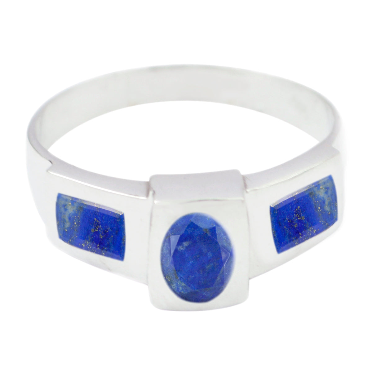 Lapis Lazuli Trilogy Egyptian 925 Sterling Silver Blue Gemstone Tiny Artisan Ring Jewelry