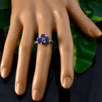 Lapis Lazuli Trilogy Egyptian 925 Sterling Silver Blue Gemstone Slim Contemporary Ring Jewelry