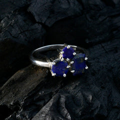 Lapislazuli-Trilogie, ägyptischer 925er Sterlingsilber, blauer Edelstein, schmaler, moderner Ring