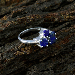 Lapislazuli-Trilogie, ägyptischer 925er Sterlingsilber, blauer Edelstein, schmaler, moderner Ring