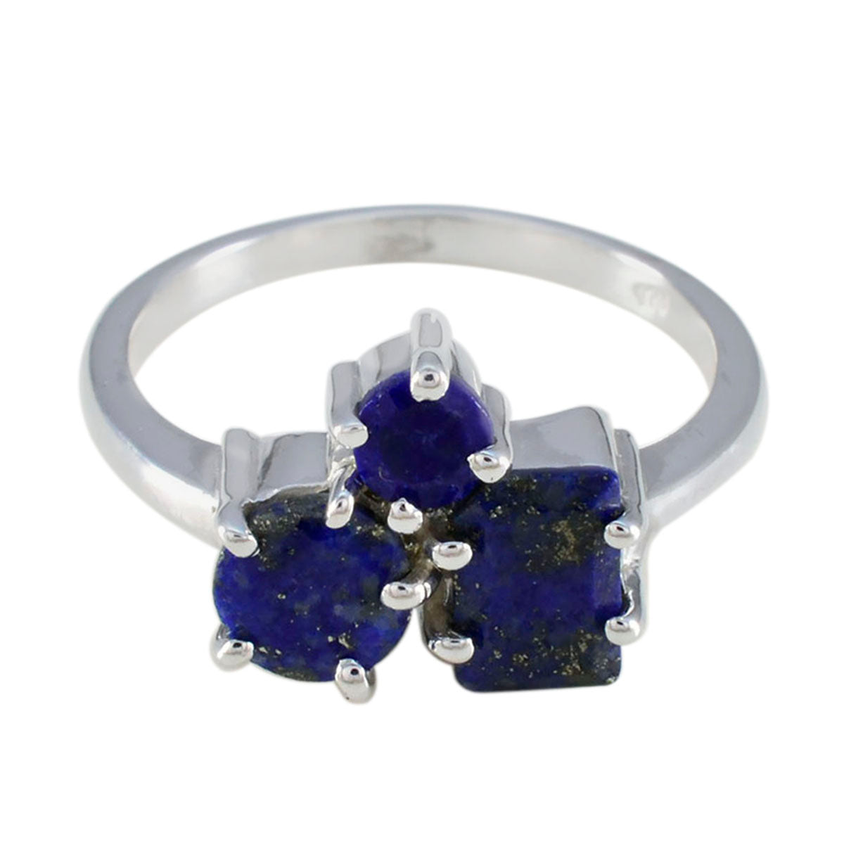 Lapis Lazuli Trilogy Egyptian 925 Sterling Silver Blue Gemstone Slim Contemporary Ring Jewelry