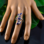 Lapis Lazuli Hepta Moroccan Silver Blue Gems Mid weight Leafy Ring Jewelry