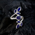 Lapis Lazuli Hepta Moroccan Silver Blue Gems Mid weight Leafy Ring Jewelry
