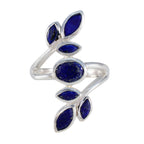 Lapis Lazuli Hepta Moroccan Silver Blue Gems Mid weight Leafy Ring Jewelry