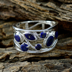 Lapis Lazuli Hepta Italian Silver Blue Gemstone Mid weight Filigree Ring Jewellery